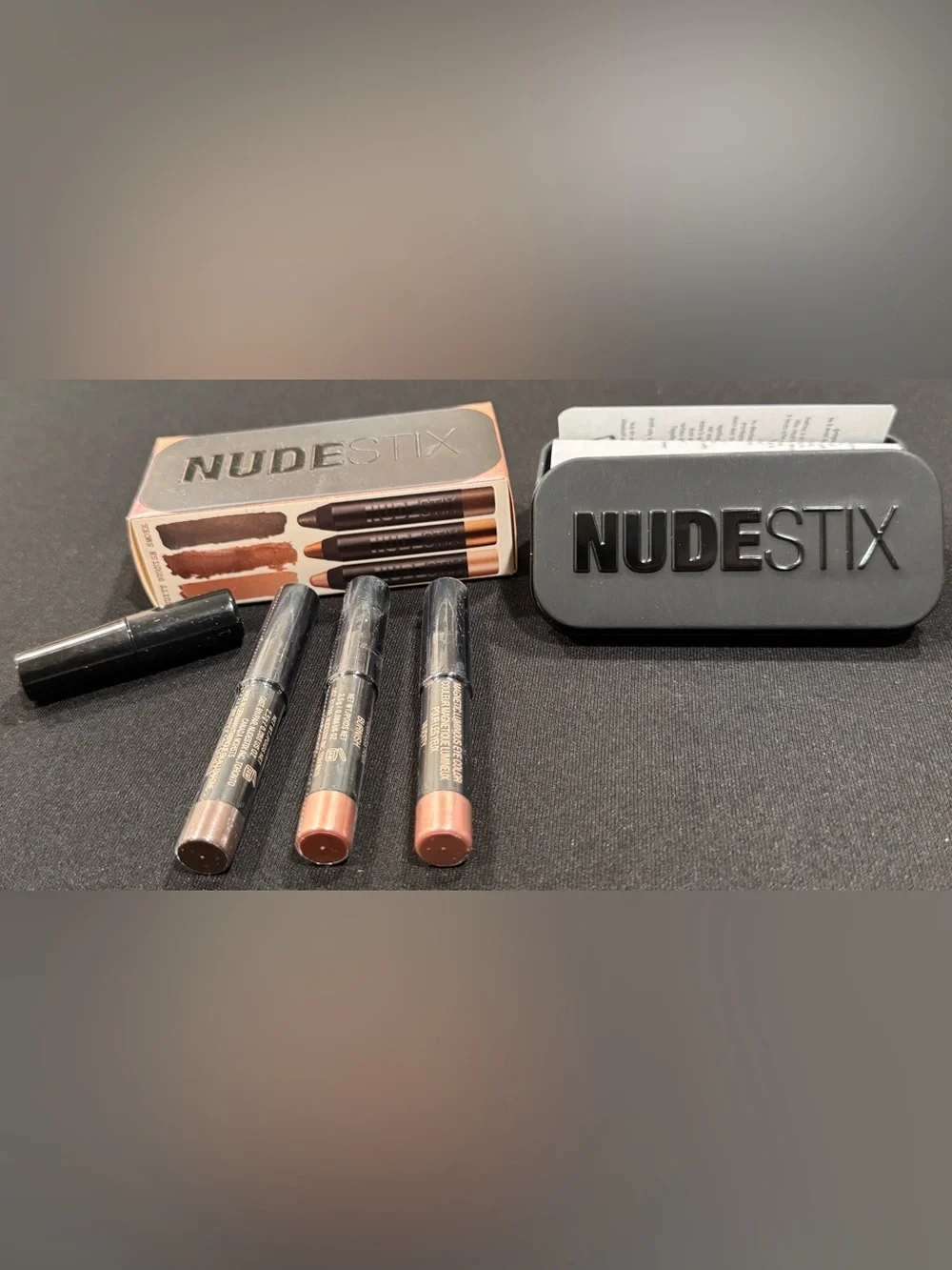 Nudestix Mini Nude Metallics Eye Kit Nwt Nudity Burnish Smoke 3 Pc Tin